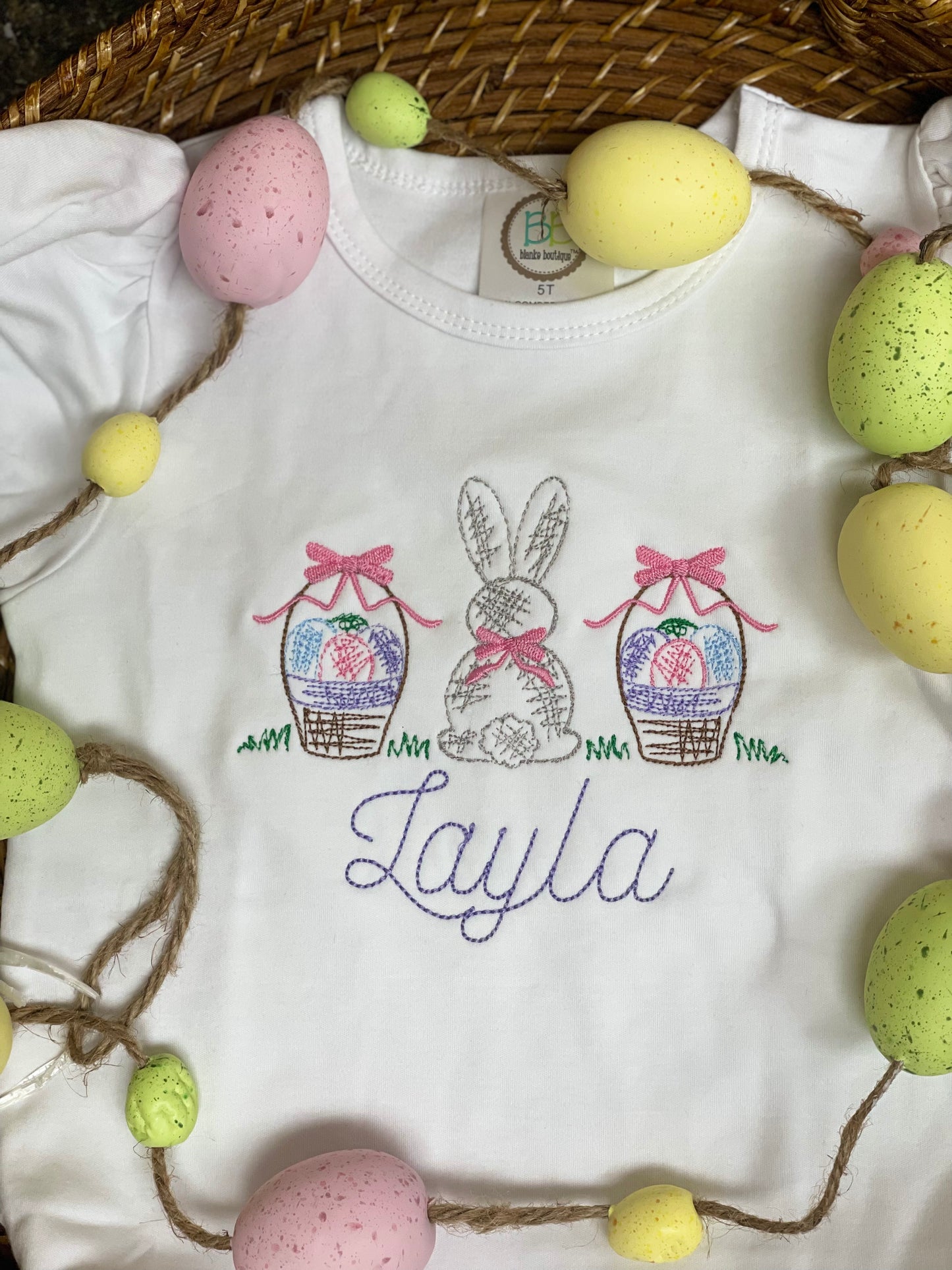 Sketch Stitch Tee - Girl Easter Scribble