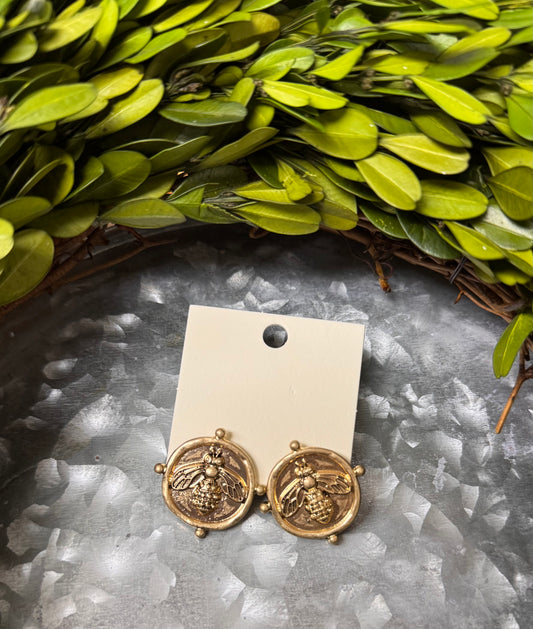 GS Vintage Bee Stud Earrings