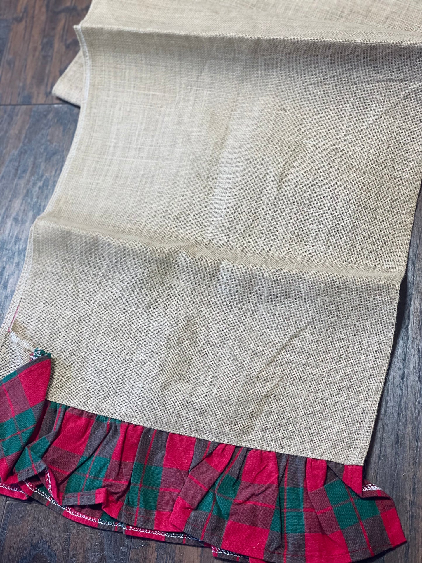 WB Plaid Burlap Table Runner