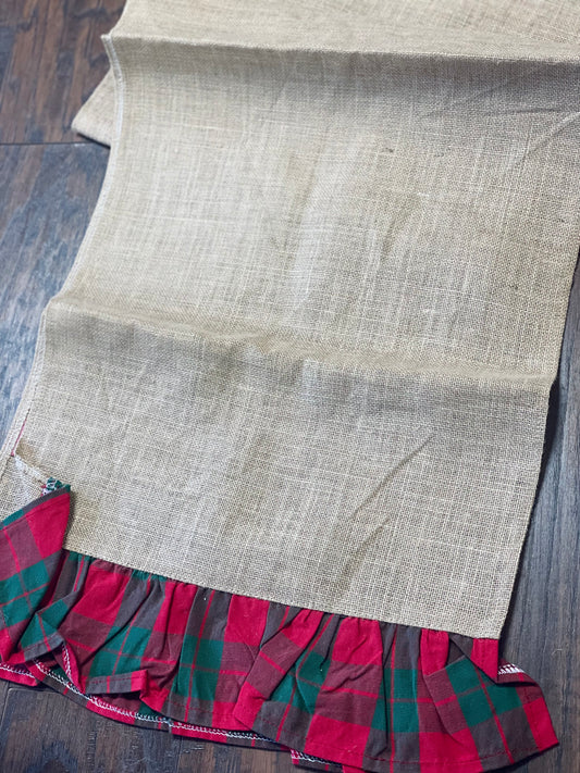 WB Plaid Burlap Table Runner