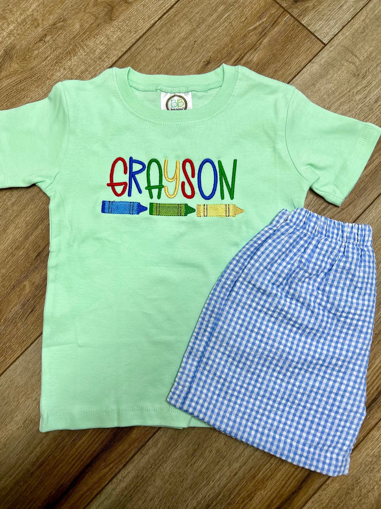 Sketch Stitch Shirt - Boy Crayon Name