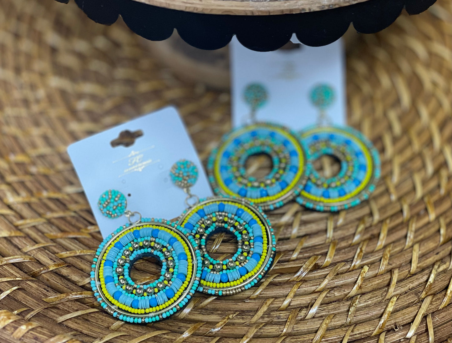 GS Turquoise Beaded Circle Earrings