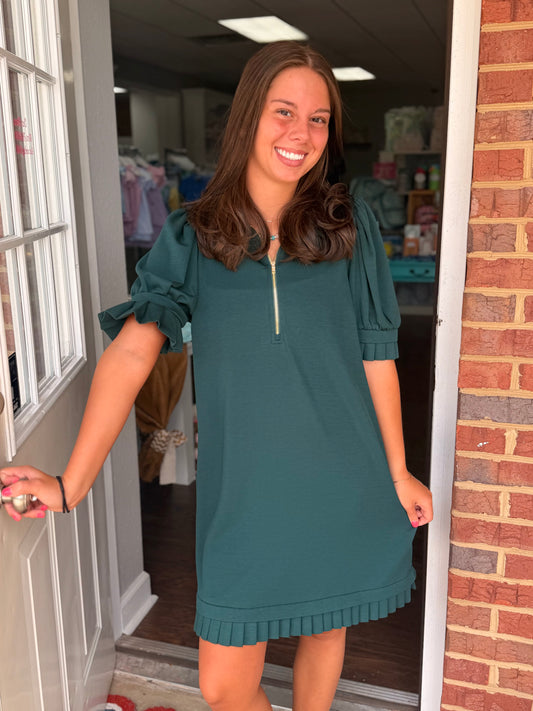 Entro Short Sleeve Pleated Mini Dress