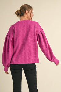 Jodifl Quilted Puff Sleeve Top - Magenta