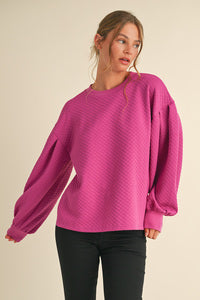 Jodifl Quilted Puff Sleeve Top - Magenta