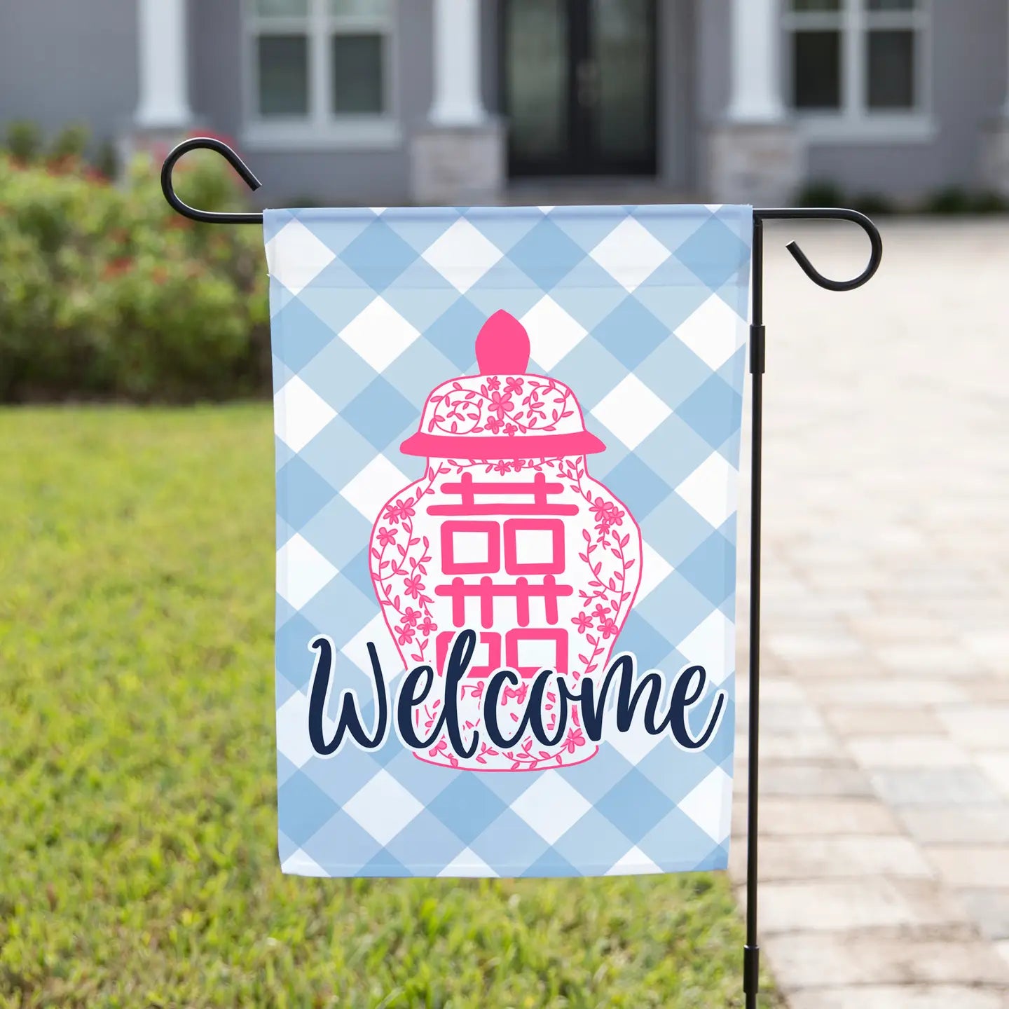 Navy Knot Garden Flags