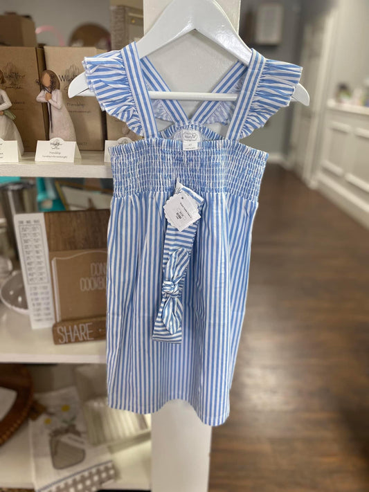 MP Blue/White Striped Dress with Headband - 4T