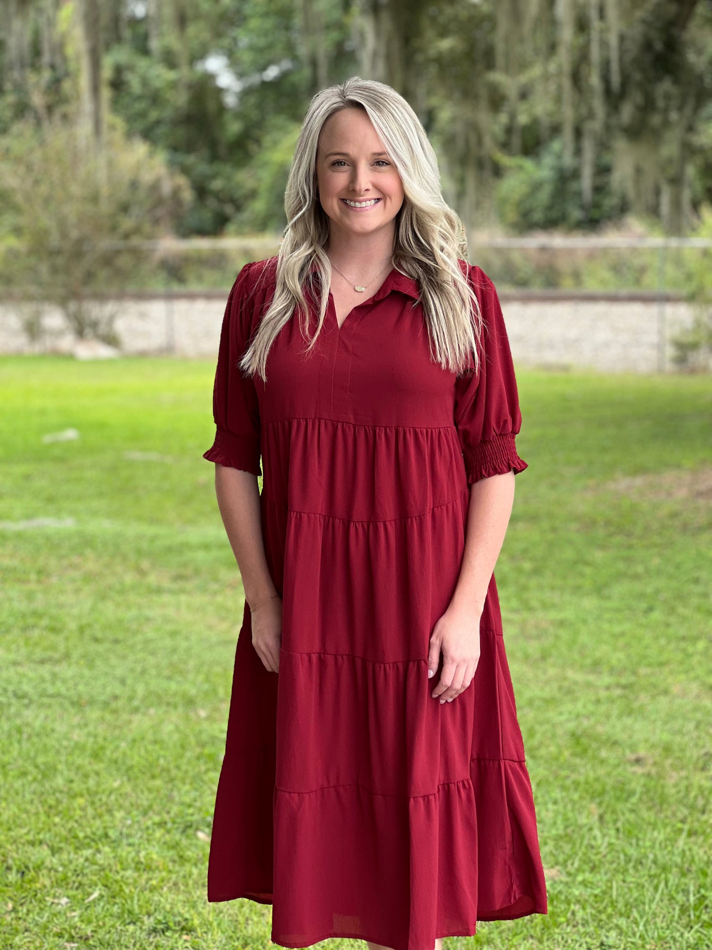 Umgee Layered Midi - Maroon