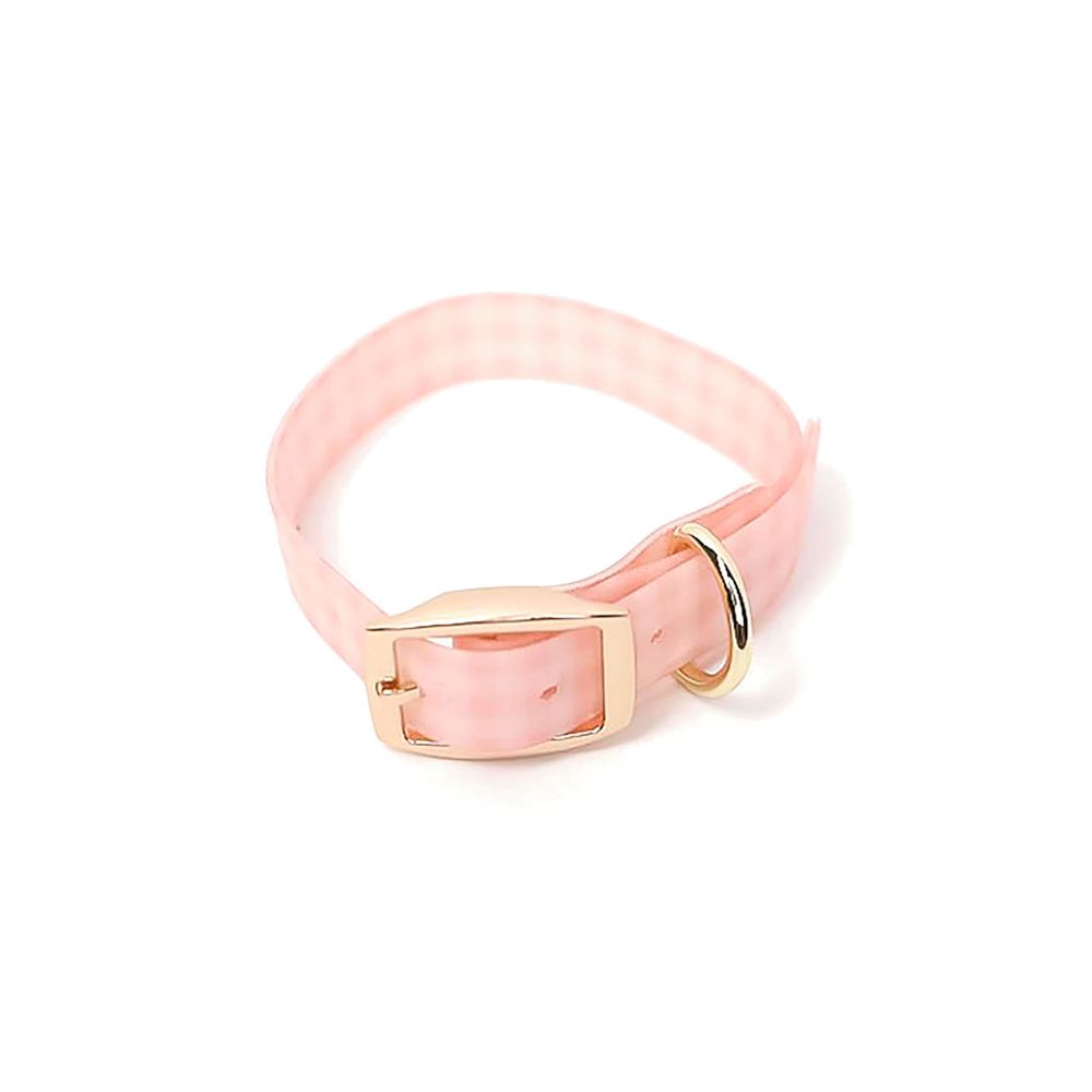 MS Pink Gingham Dog Collar