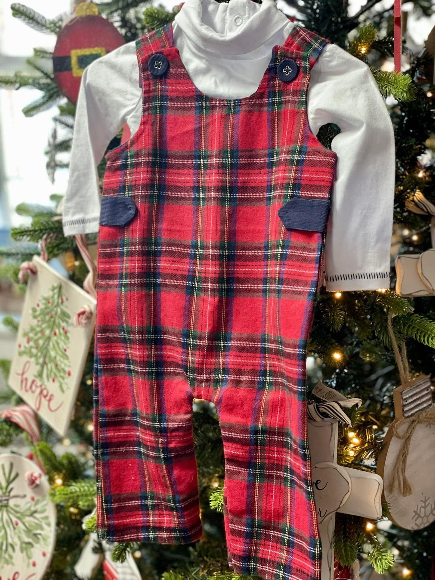 MP Tartan Plaid Overall Set