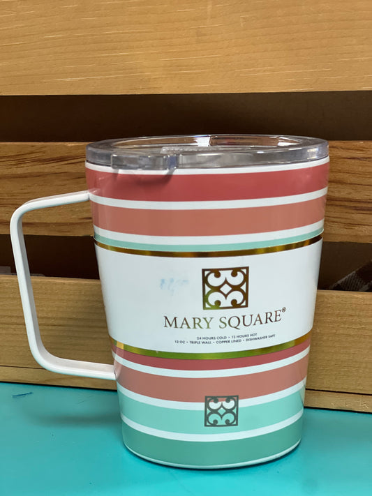 MS Handle Coffee Mug - Teal/Rose Striped