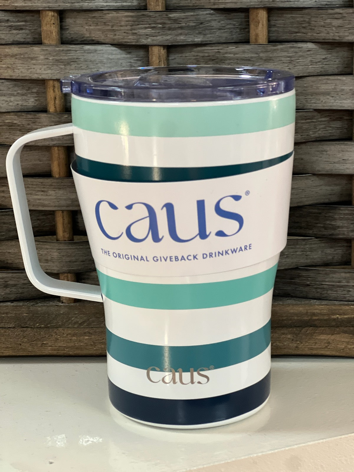 Caus Curved Mug - Teal Stripes