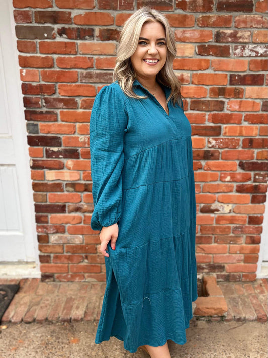 Umgee Plus Gauze Midi - Teal