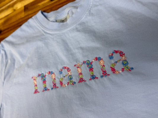 Monogrammed Pastel Floral Mama Tee