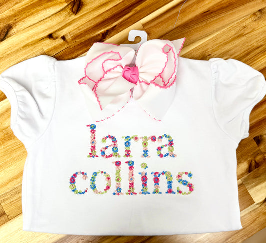 Monogram Floral Pastel Name Shirt