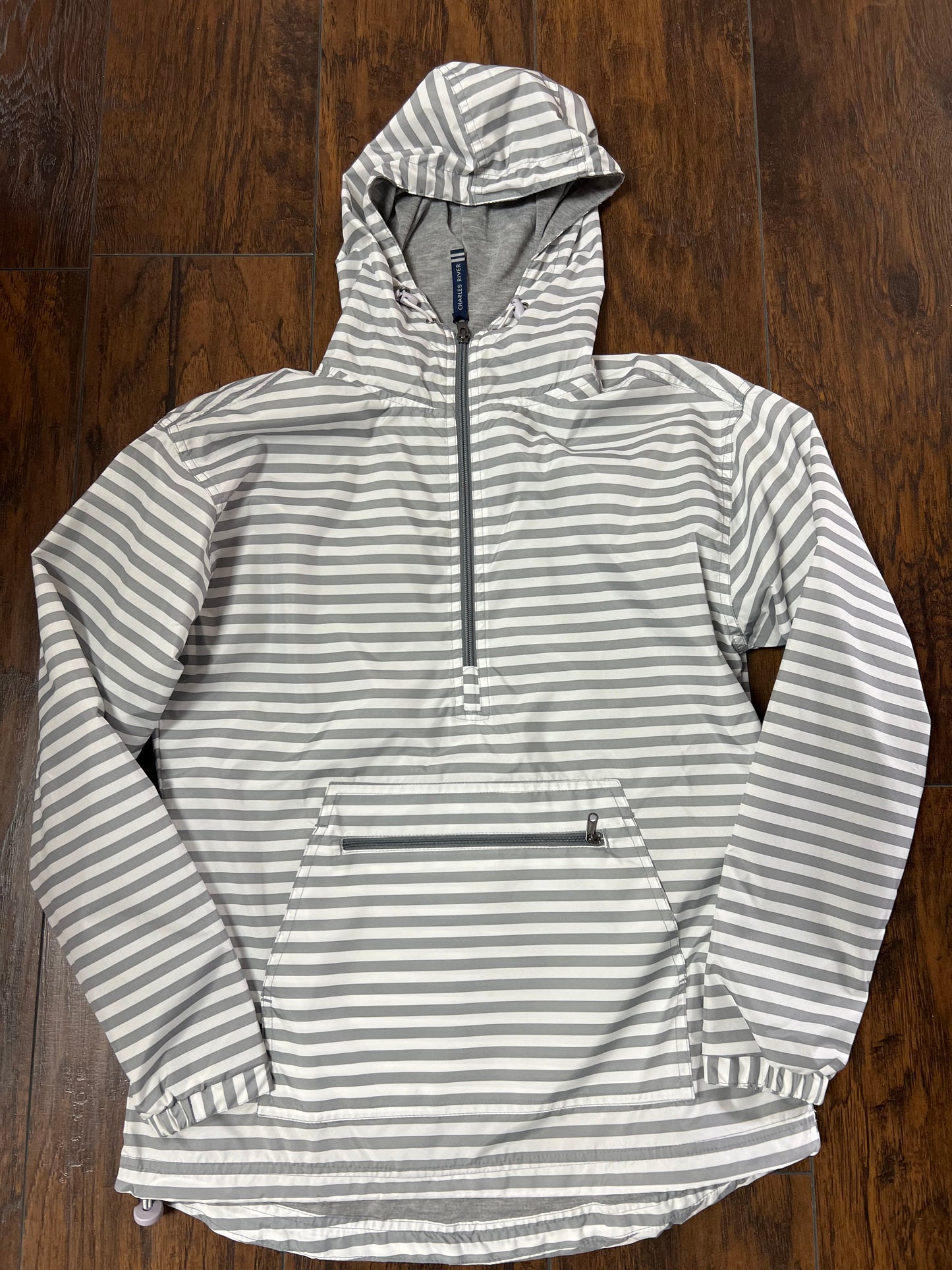 CR Anorak Raincoat - Grey/White Striped