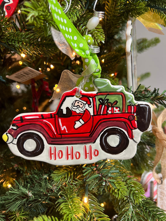 GH Ornament - Ho Ho Santa Jeep