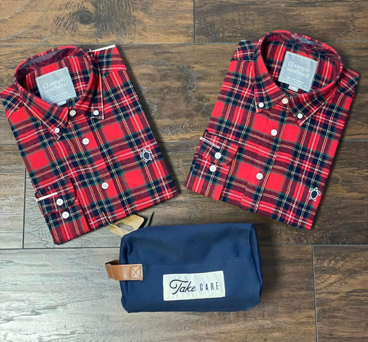 SS Plaid Button Up - Red Tartan