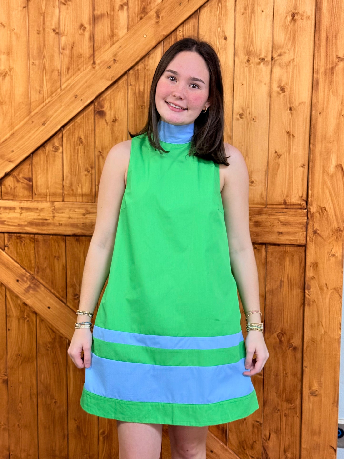 Entro Tie Collar Striped Dress
