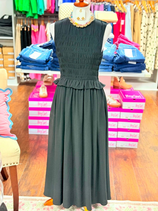 Entro Midi Dress with Smocked Bodice