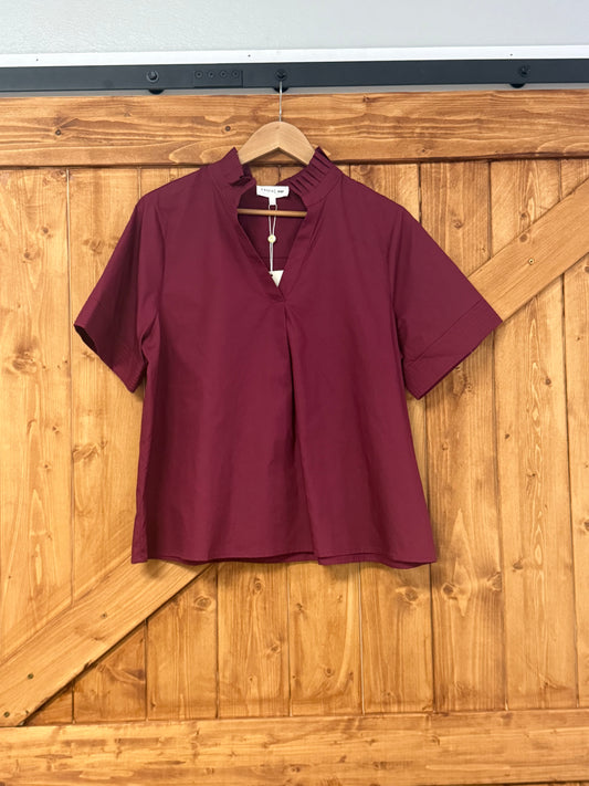 Entro Solid Top with Pleated Neck
