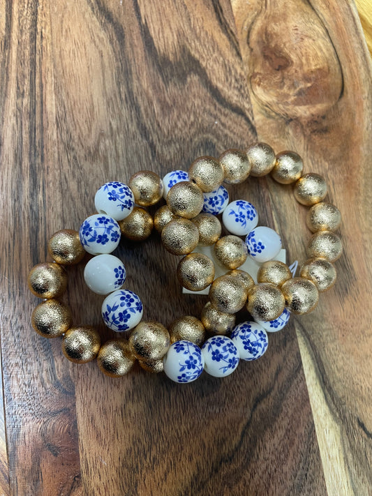 GS Bracelet Sets - Gold + Blue/White