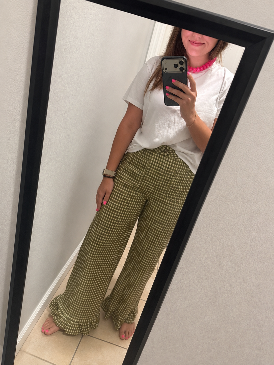 Entro Gingham Ruffle Pants