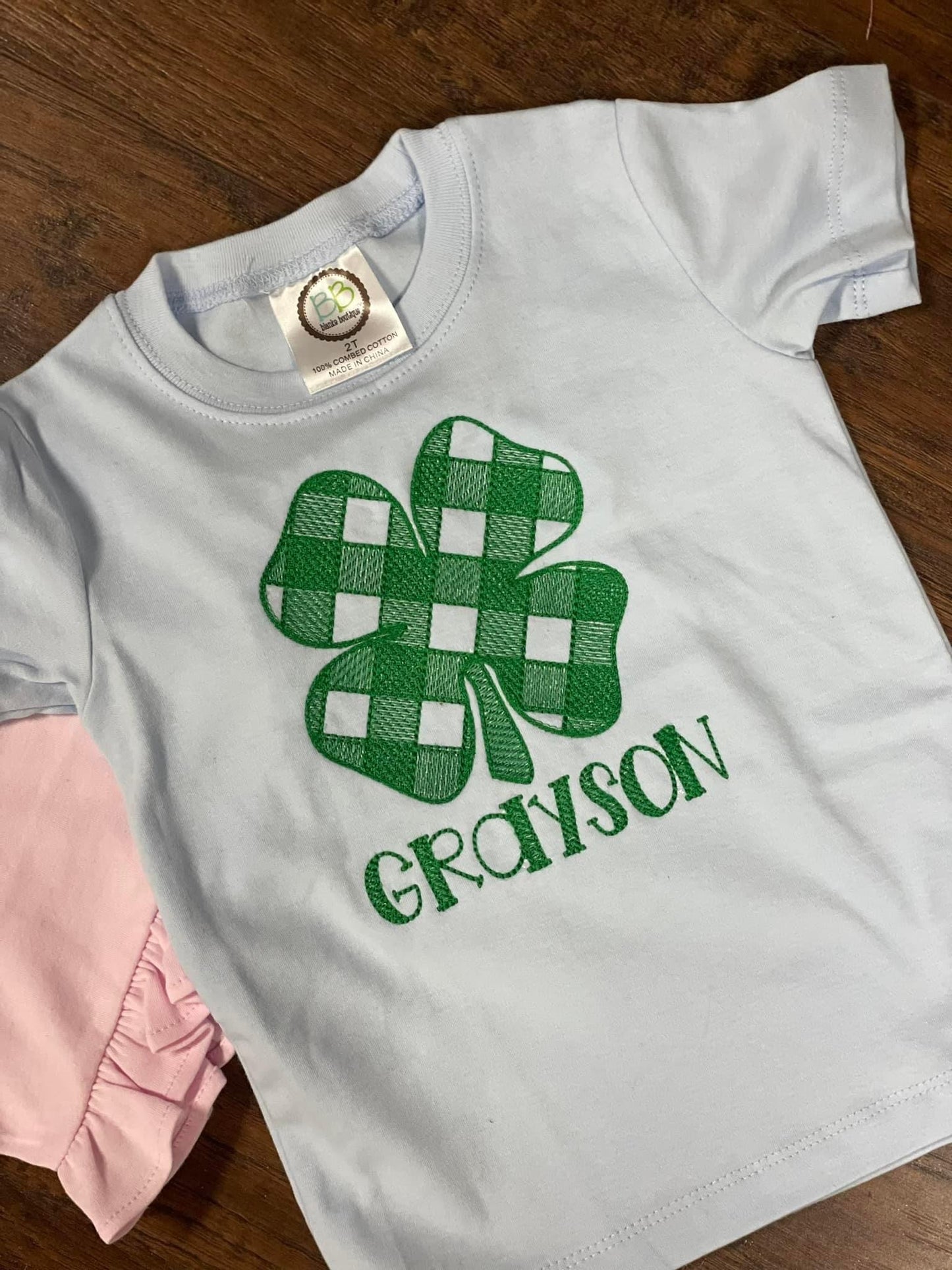 Sketch Stitch Shirt - Gingham Shamrocks