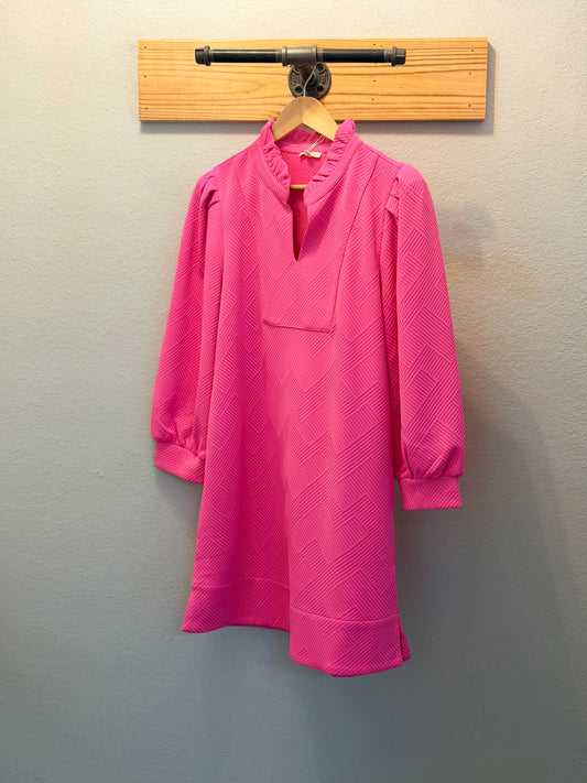Jodifl Textured Hot Pink Shift Dress