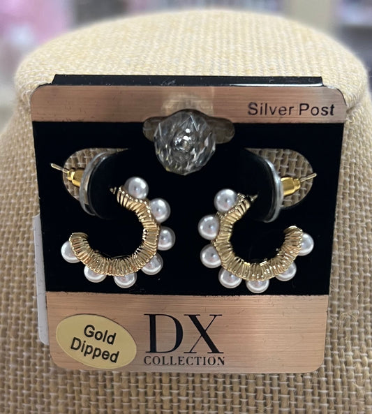 GS Linked Pearl Mini Hoops