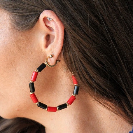 MM Cara Earrings-Red/Black