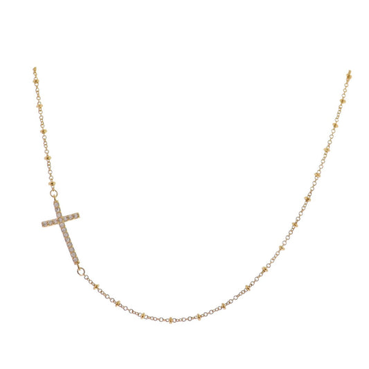 JM 18K Gold Plated Necklace with Side Cross
