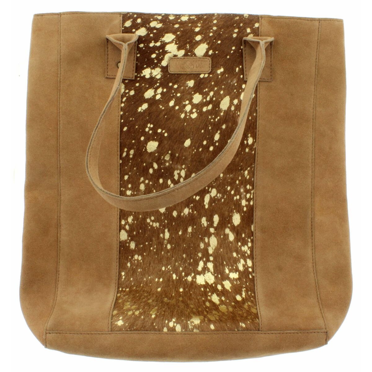 BF JM Bessie Large Tote, Gold Foil Hairon & Suede