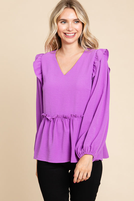 Jodifl LS Peplum Top - Orchid