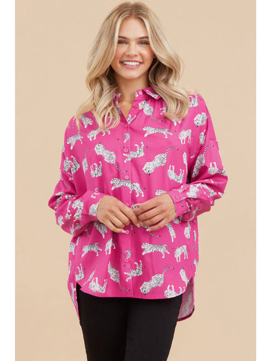 Jodifl Jaguar Print Top - Magenta