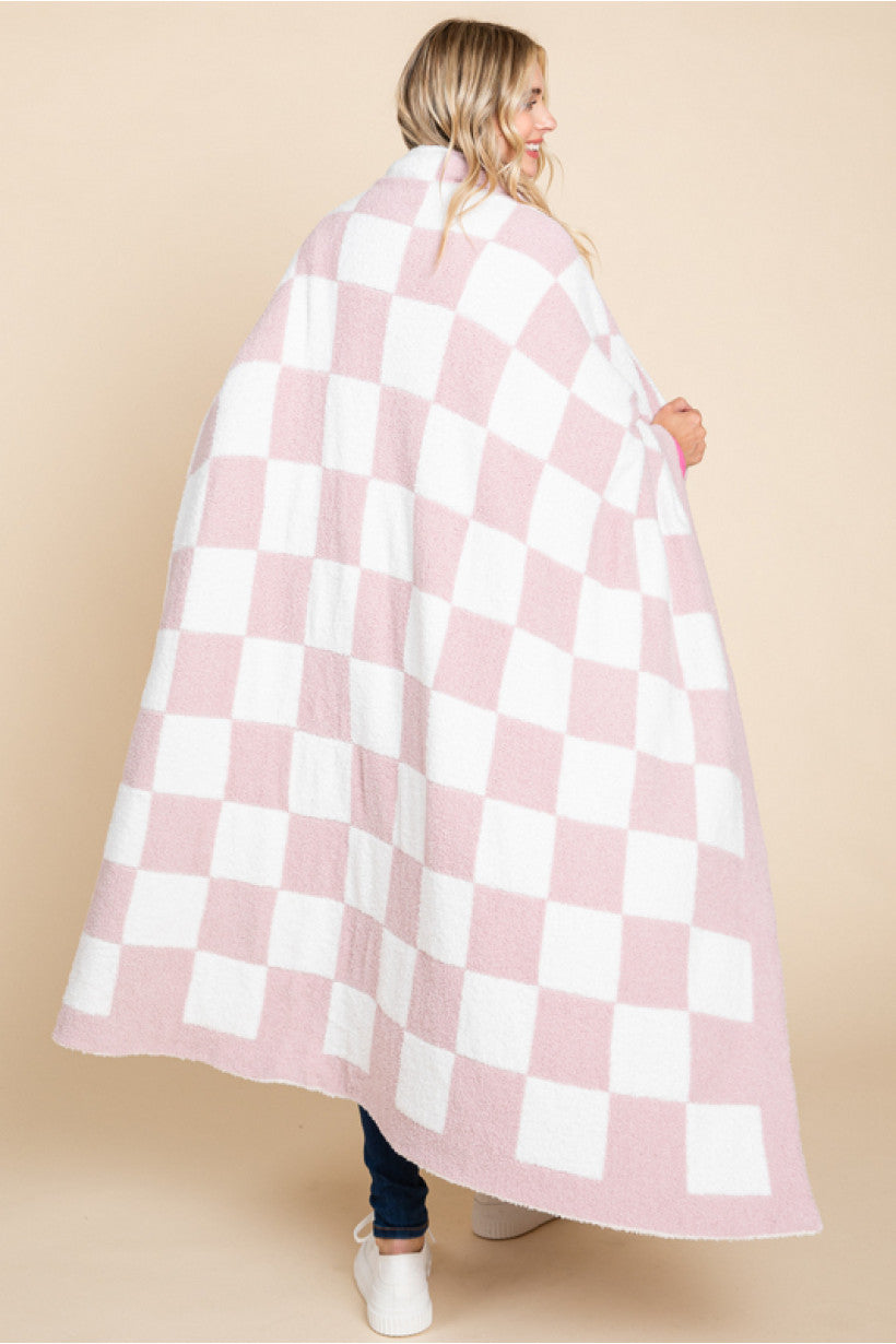 Jodifl Checkered Blanket - Cream/Pink