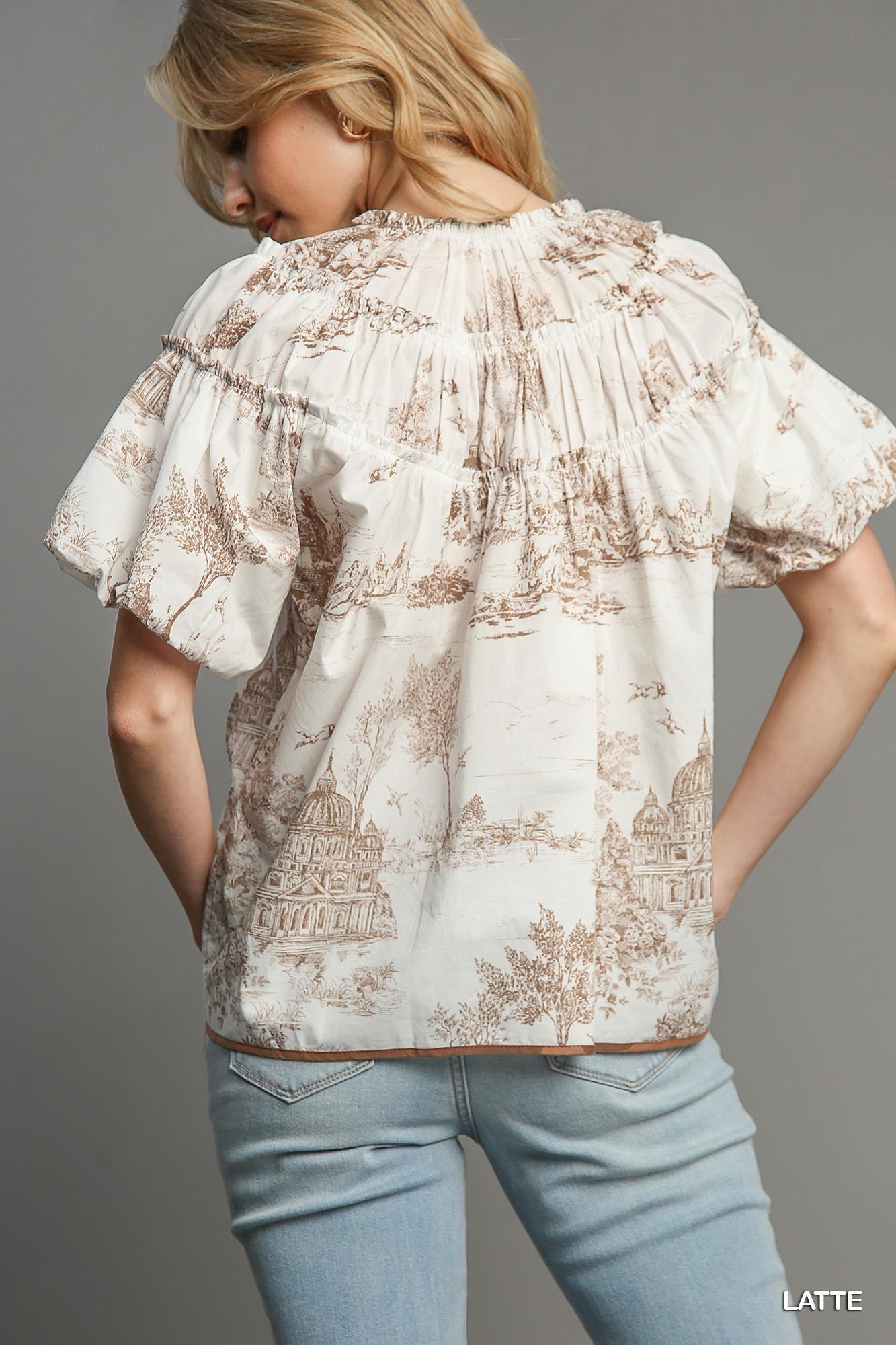 Umgee Toile Boxy Short Sleeve Top