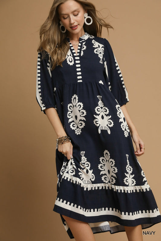 Umgee Bloom Embroidered Midi Dress