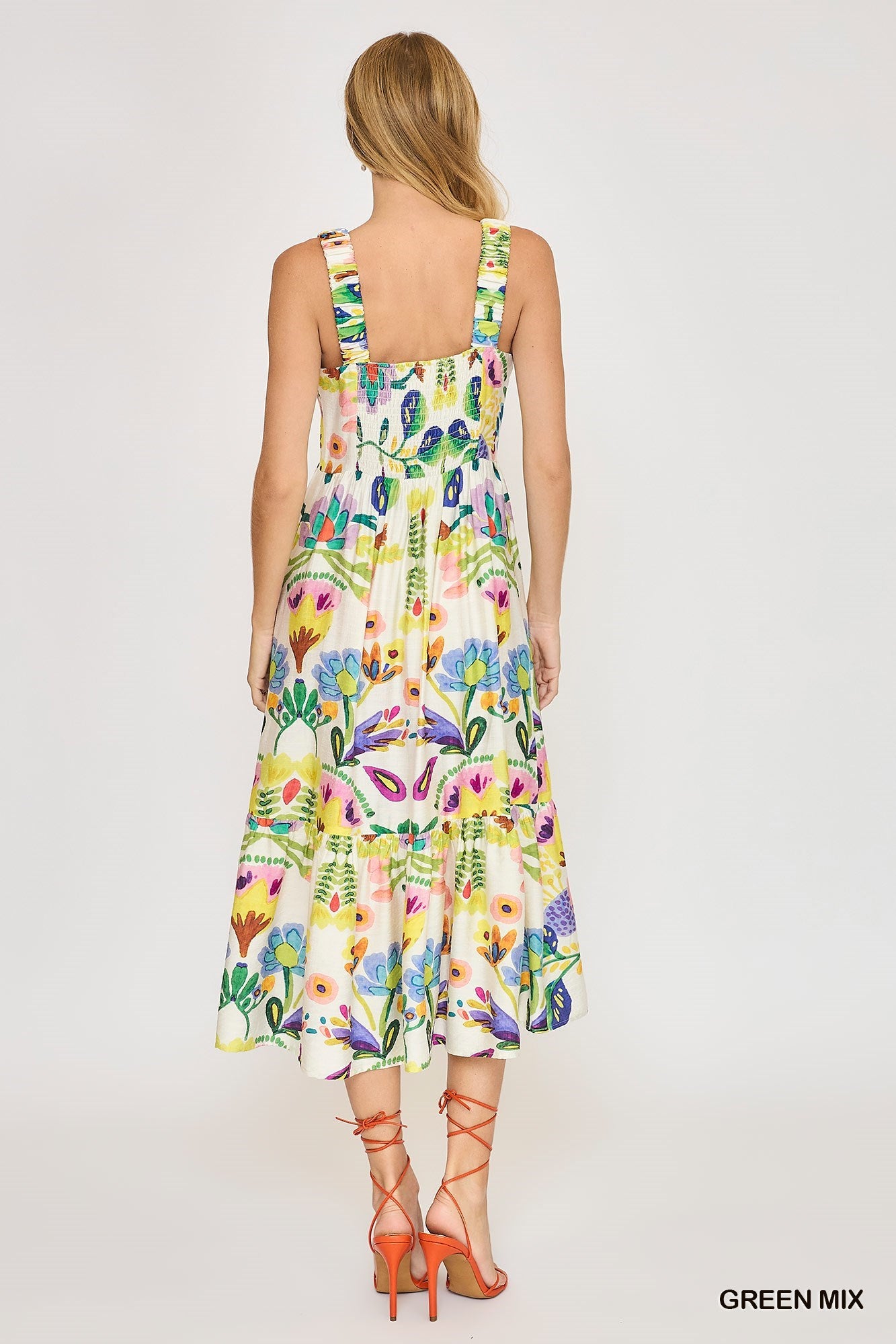 Umgee Floral Garden Print Midi Dress