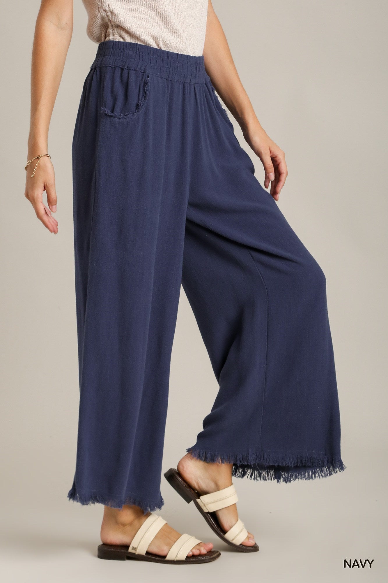 Umgee Linen Wide Leg Pants