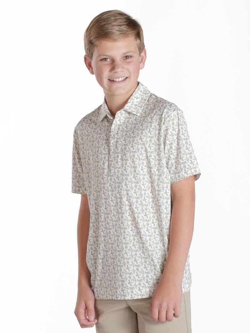 Simply Southern Youth Polo - Water Dude Beige