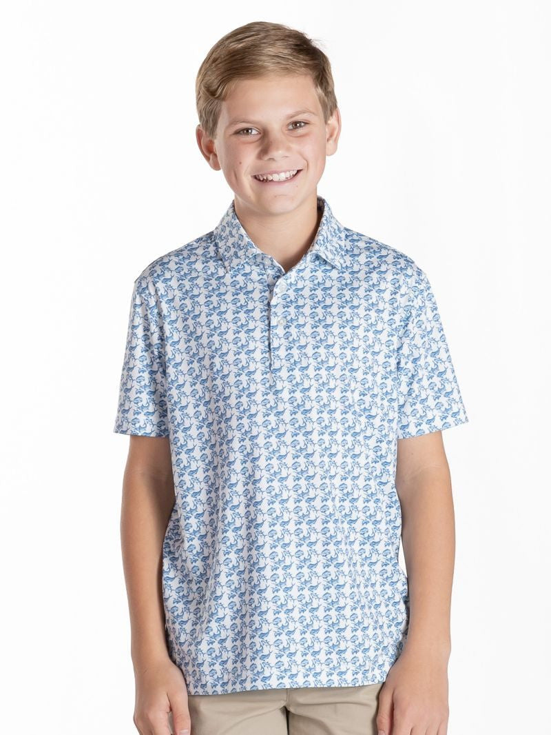 Simply Southern Youth Polo - Water Dude Blue