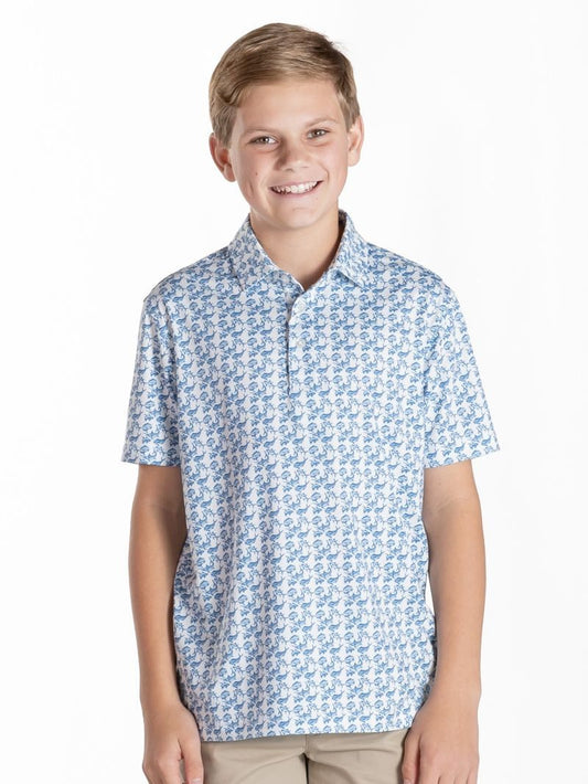 Simply Southern Youth Polo - Water Dude Blue