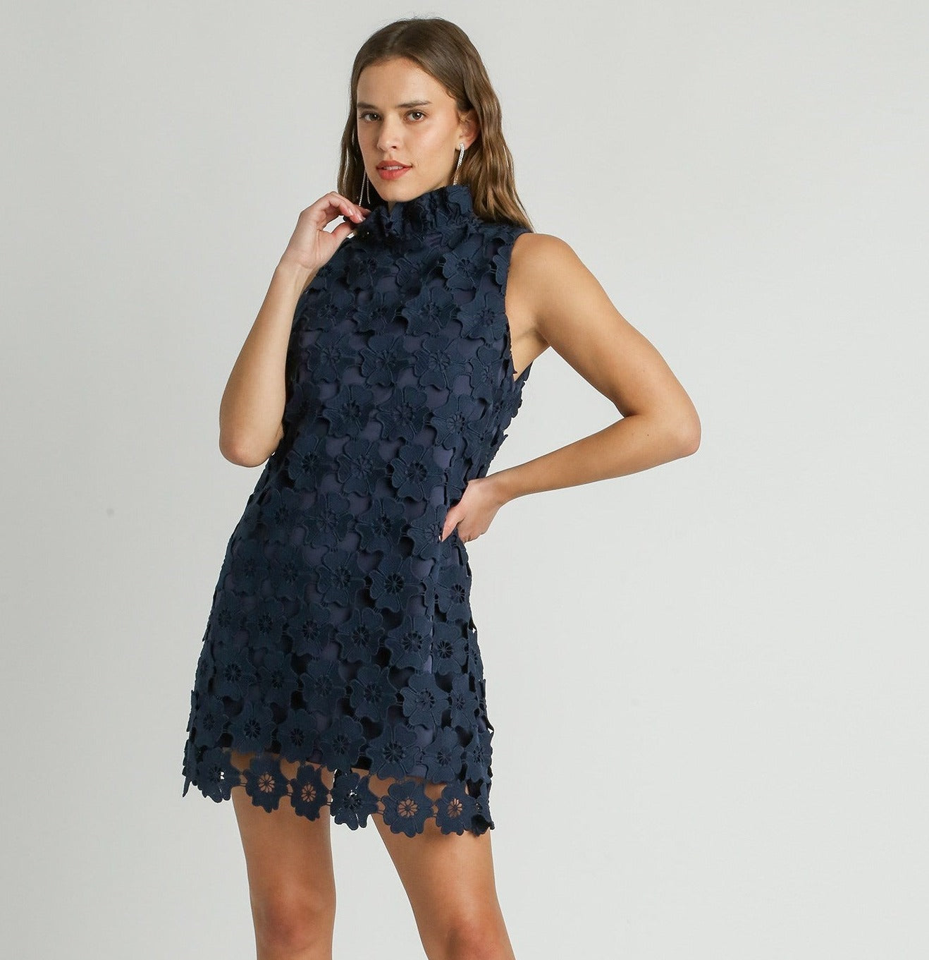 Umgee Crotchet Flowers Tie Dress