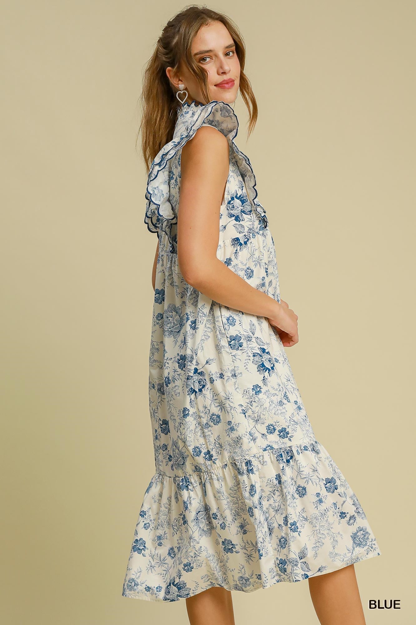 Umgee Floral Print Midi Dress