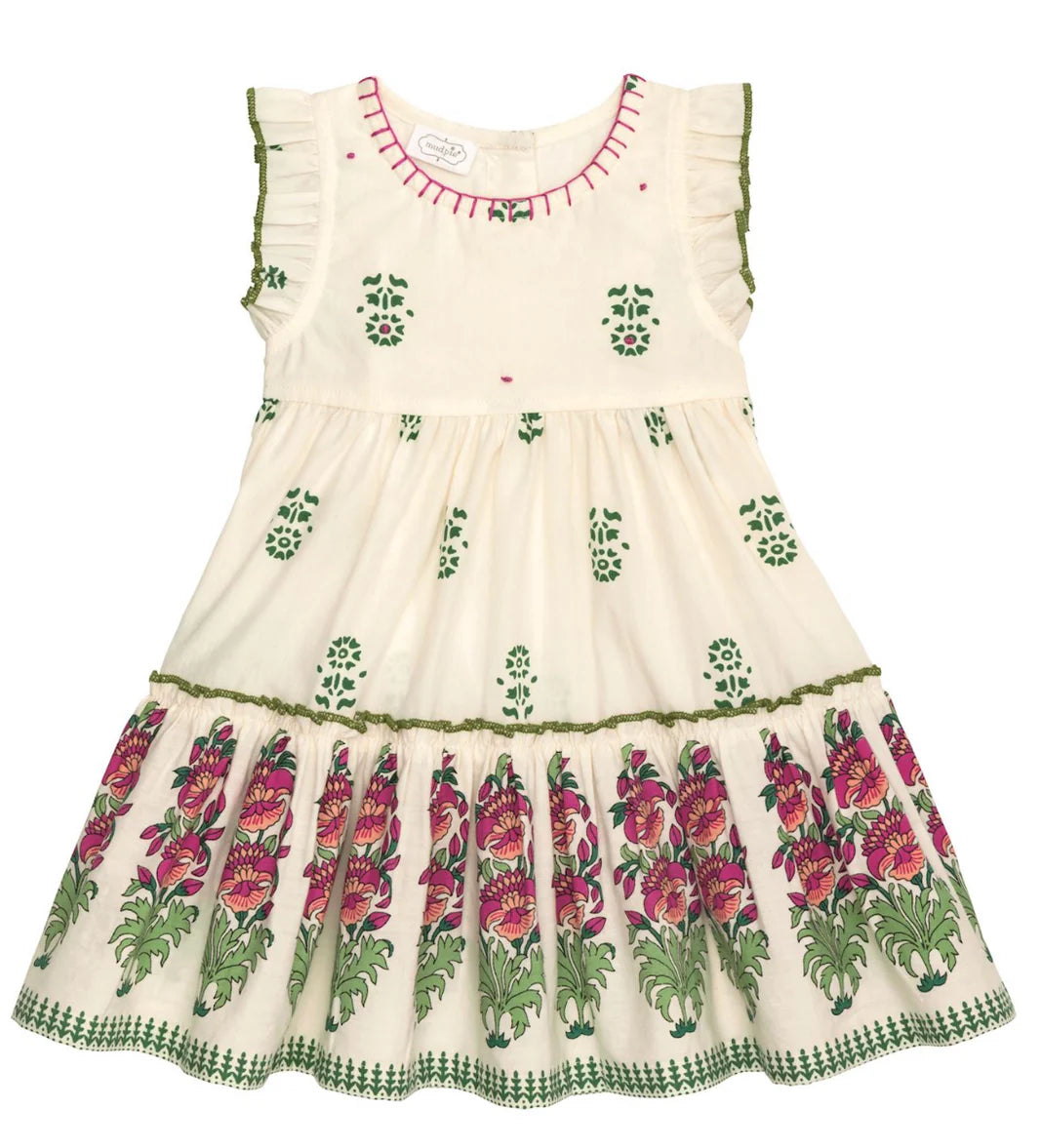 Mudpie Ivory Block Print Toddler Dress