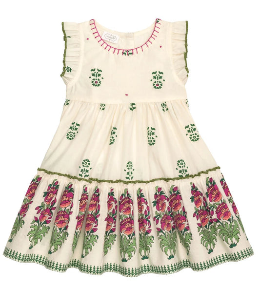 Mudpie Ivory Block Print Toddler Dress