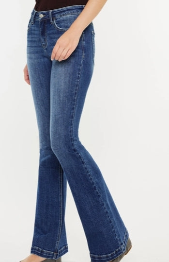 Kancan Petite Mid Rise Flare Jeans -KC20041M-PT