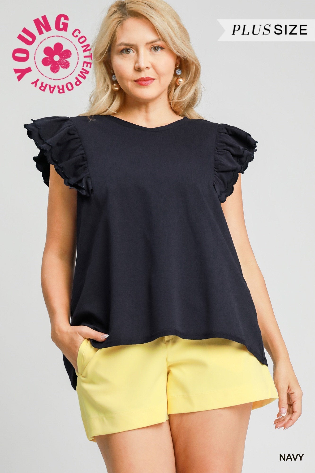 Umgee French Terry Ruffle Top