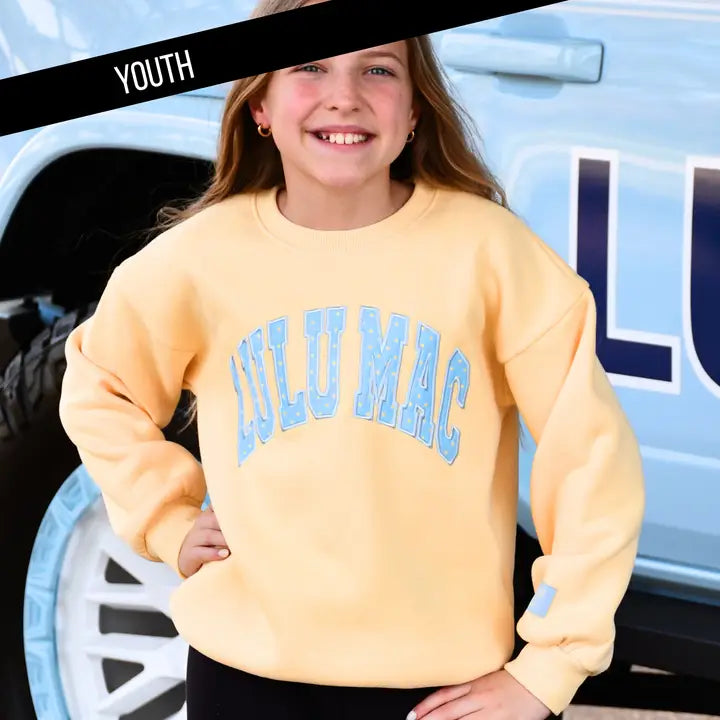 LULU MAC Youth Butter Sweatshirt with Blue Polka Dots